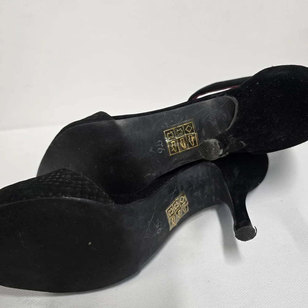 Jeffrey Campbell Bridges Black Suede Snakeskin Ankle Strap Heels Womens‎ 9.5